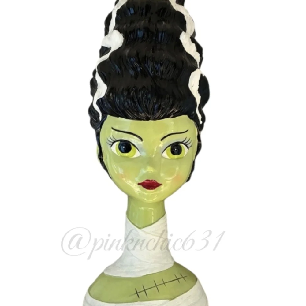 Viral Tiktok Bride Of Frankenstein Head Halloween Bust Figurine Statue